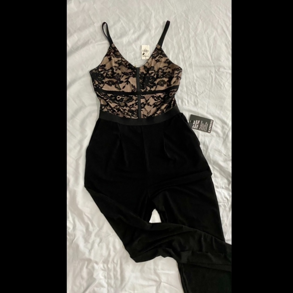 Express Black Lace Jumpsuit